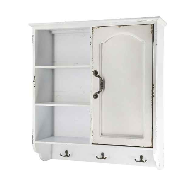 Krémová antik nástěnná dřevěná skříňka s dvířky Chantal - 56*19*61 cm Chic Antique