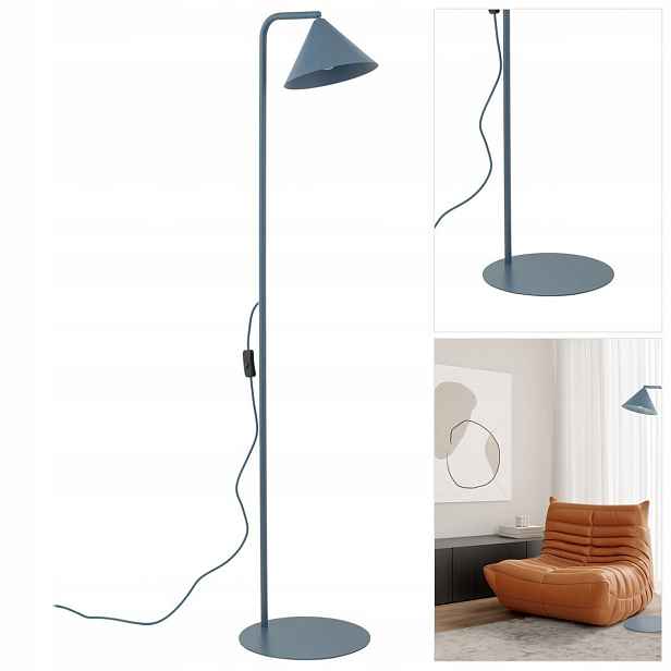 Podlahová lampa Cono loft modrá, pohyblivé světlo do obývacího pokoje Tk Lighting