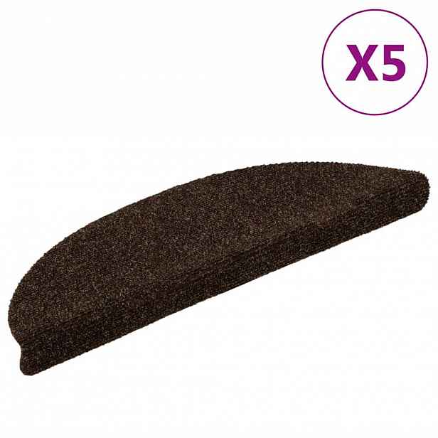 vidaXL Schodové rohože samolepicí 5 ks 56 x 17 x 3 cm hnědé půlkulaté