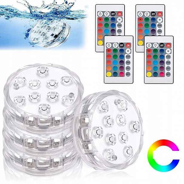 4KS Rgb Led Bazénová Lampa Bazén S Dálkovým Ovládáním