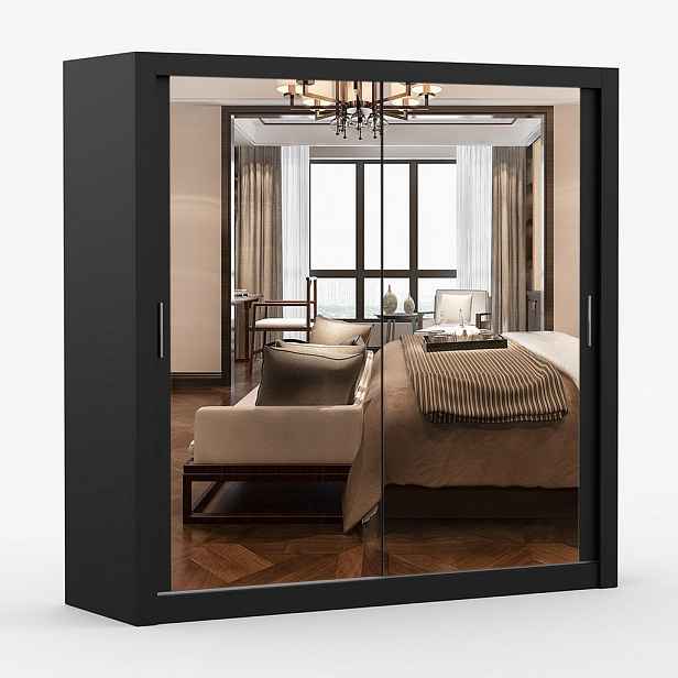 imoebel24 SKŘÍŇ s otočnými dveřmi Milan 203 cm 203/215/64 cm, 2dveřová, černý