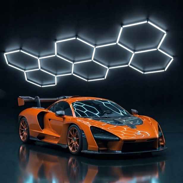Led osvětlovací panel 245W černý Hexagon 8 229x237 cm servis 6500K