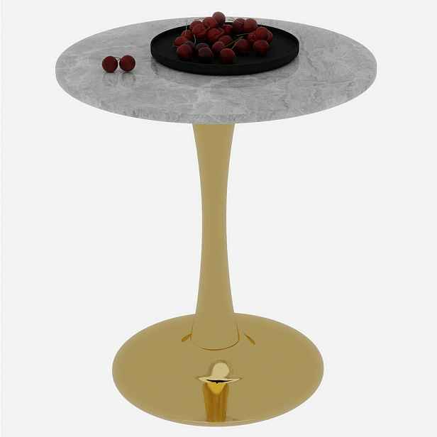 Modfu KONFERENČNÍ stolek z umělého mramoru 70x70x72 cm zlatý kulatý v moderním minimalistickém stylu