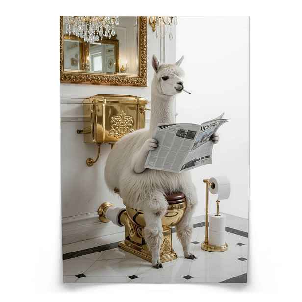 Muralo PLAKÁT do Koupelny a WC LAMA s Novinami na Toaletě Glamour Abstrakce 20x30cm