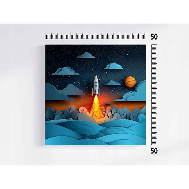 Obraz Na Plátně Canvas Raketa Start Vesmír Planety Paper Art 3D 50x50