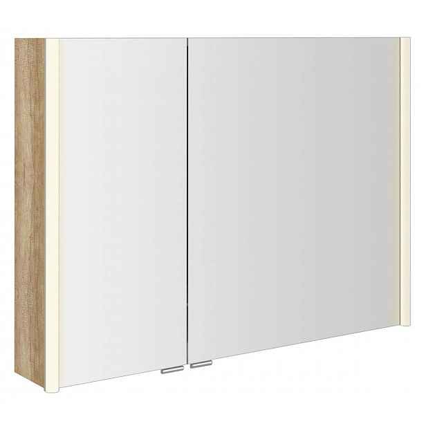 Sapho Alix - Zrcadlová skříňka s LED osvětlením 96x70x18 cm, 2x dvířka, dub alabama AX196-0022