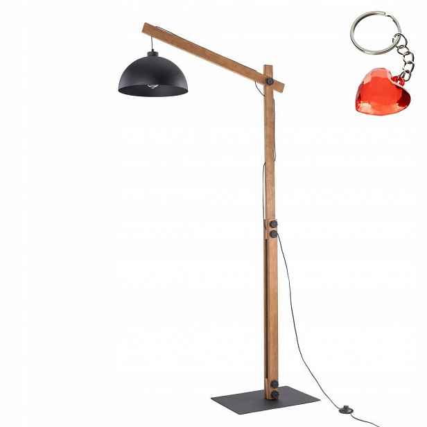 Stojací podlahová lampa Černá Dřevo Nožní spínač Oslo 180 cm Tk Lighting