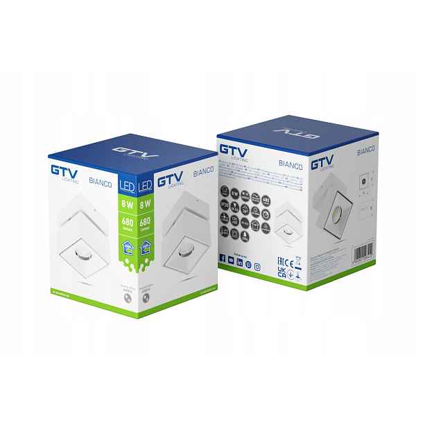 Stropní svítidlo Bianco, Led, 8W, 680lm, 4000K, AC220-240V, 36°, čtverec barva