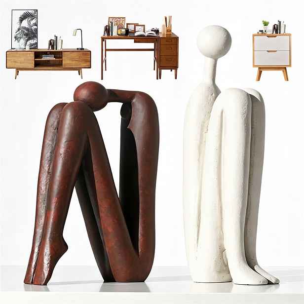 2ks Figurka Bookend Zahradní dekorace Thinker Bookends vtipná Dárek