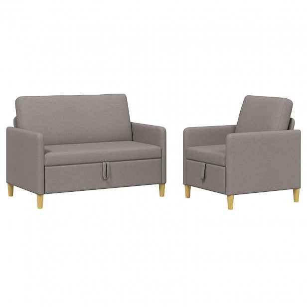 vidaXL Sedačka se storage 2 ks Taupe Polyester