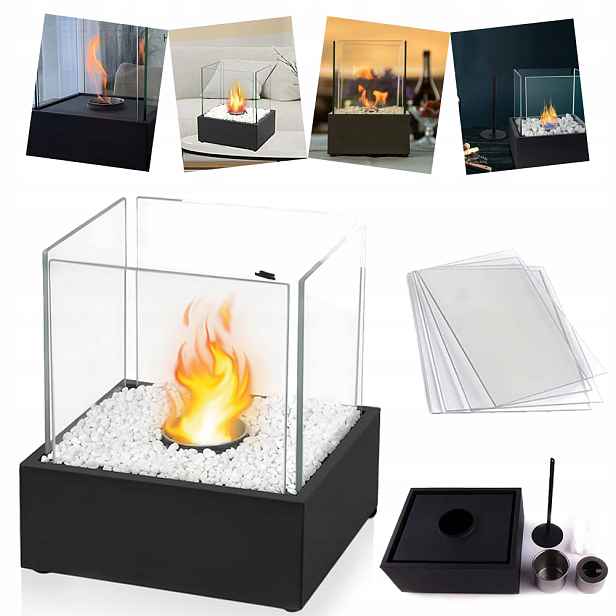 Moderní volně stojící krb na bioethanol do domu 24.5x20.5x28.7 cm