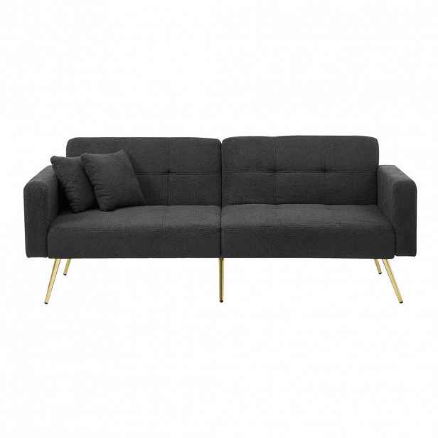 Modfu ROZKLÁDACÍ pohovka z látky s beránkovým efektem 175x64x72 cm antik šedá s polohováním, lůžkem a bočními kapsami