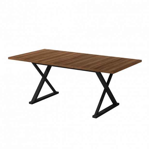 Redom JÍDELNÍ stůl 180/90/75 cm pro 6–8 osob, s kovovými nohami a moderním X podnožím, Ořechová