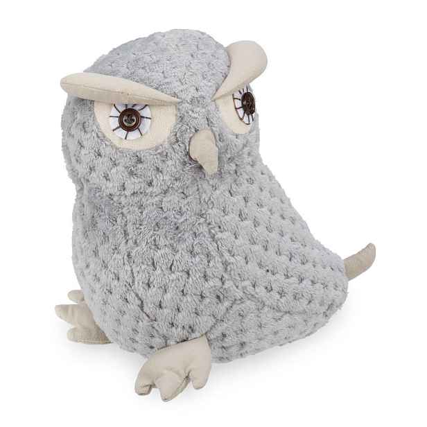 Relaxdays DVEŘNÍ ZARÁŽKA Šedá sova polyester písek 22 cm
