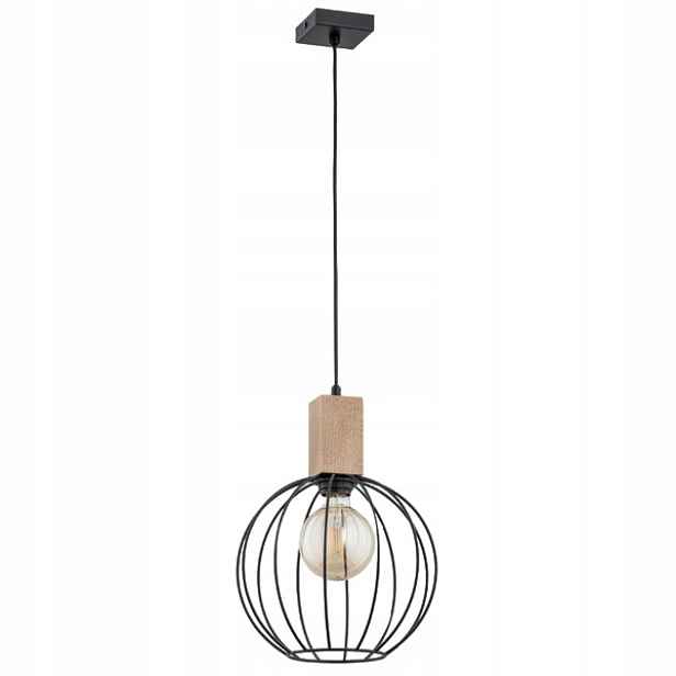 Moderní industriální závěsná lampa kulatá černá hnědá do obývacího pokoje Alfa