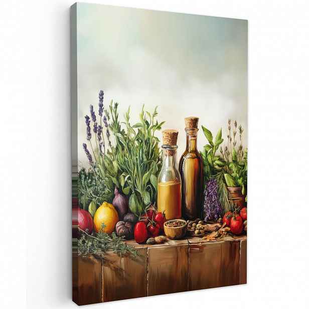 MuchoWow OBRAZ NA PLÁTNĚ Zátiší - Bylinky - Koření - Ovoce - Barevné 60x90 cm