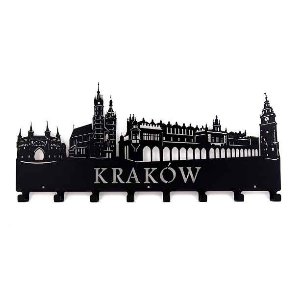 Věšák Na Oblečení Do Předsíně Na Zeď Černý S Grafikou Města Krakov