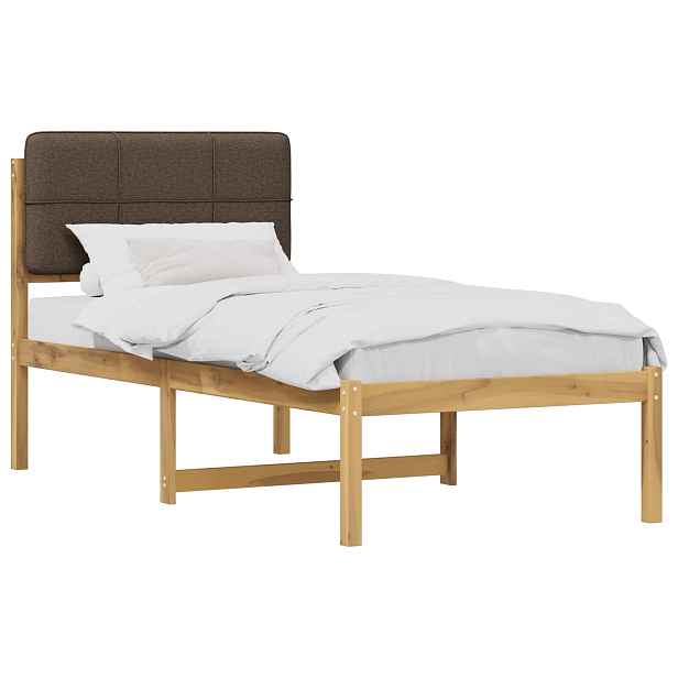 vidaXL Rám postele s čalouněným čelem Bělená a taupe 90 x 200 cm