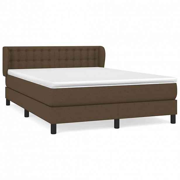 vidaXL Box spring postel s matrací tmavě hnědá 140x200 cm textil