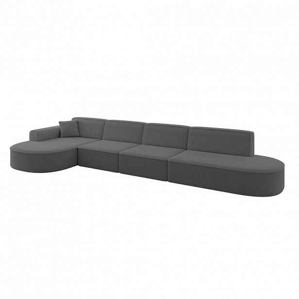 ALTDECOR ROHOVÁ SEDAČKA s otomanem vlevo MARI-L3 – 413 × 171 × 79 cm, šedá buklé