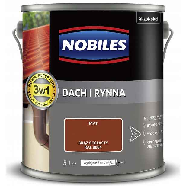 Nobiles Barva střešní barva pozink a okapy 5L Hnědá Ral 8004
