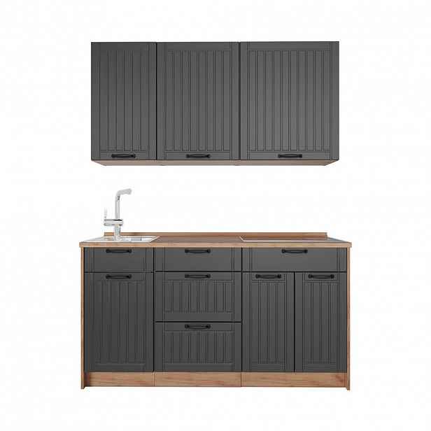 Vicco JEDNOTKOVÁ KUCHYNĚ Fame-Line, Tmavě šedá/Zlatý mocný dub, 150 cm, PD Dub