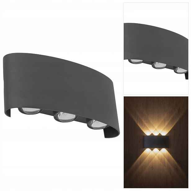 Šedá nástěnná lampa Arrow IP54, moderní lesk na terasu, fasáda Tk Lighting