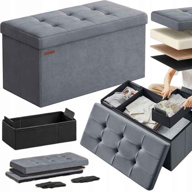 Truhlík Songmics 76 x 38 x 38 cm 89 l šedý