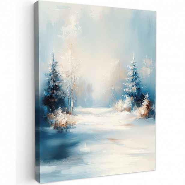 MuchoWow OBRAZ NA PLÁTNĚ Les – Zima – Příroda – Abstrakt – Sníh 60x80 cm