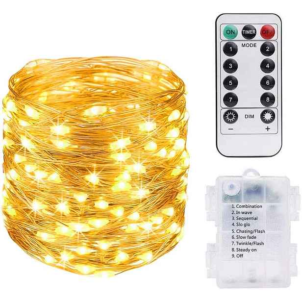 Vánoční Lampičky Drátky 100 Led 10 m Teplá Bílá Pilot Pro Dekoraci