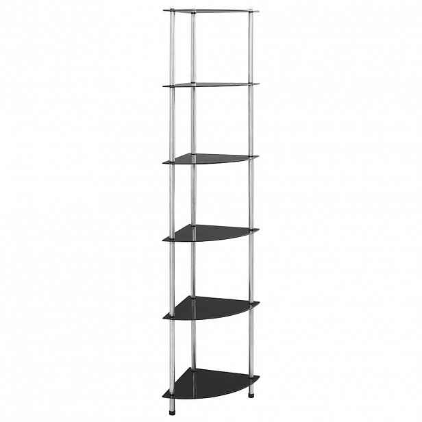 vidaXL 6patrová police černá 30 x 30 x 160 cm tvrzené sklo