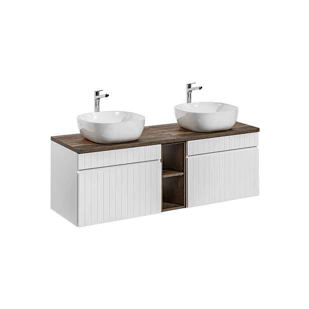 ArtCom Koupelnová skříňka s umyvadlem a deskou ICONIC White DU140/1 | 140 cm