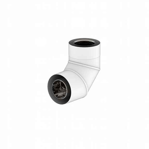 Dvoustěnné Turbo koleno (nerezová ocel 0,4 mm) 80/125 90 bílé SX-TDNV80