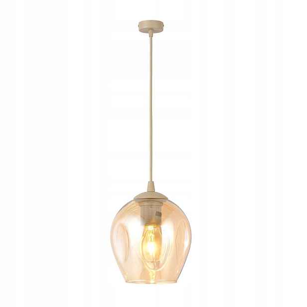 Emibig závěsná lampa istar béžovo-medová skleněná 1xe27 15w