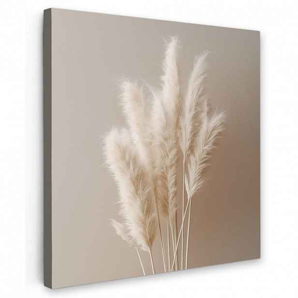 MuchoWow OBRAZ NA PLÁTNĚ Pampová tráva - Plumes - Pastelová - Bílá 20x20 cm