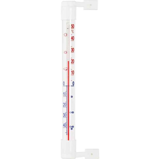 teploměr 19,0x1,8cm okenní, -50°C+50°C, samolep., plast.obj.