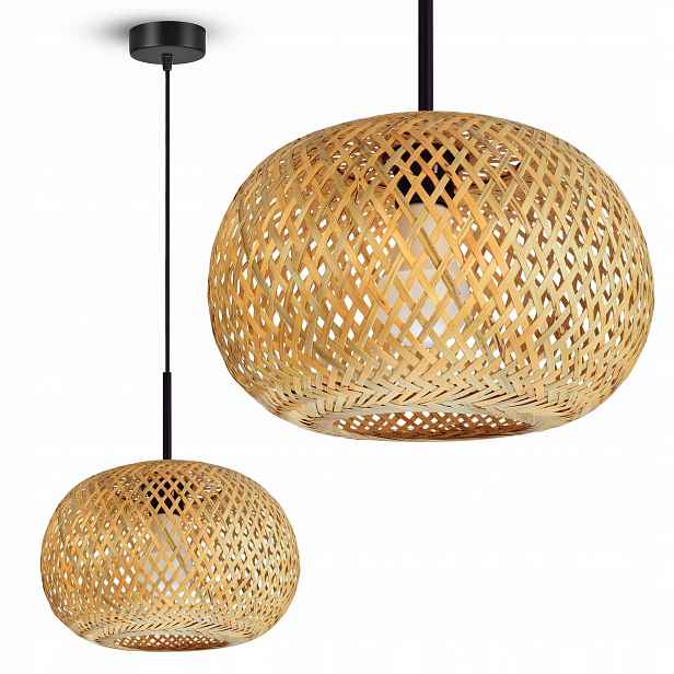 Závěsné Stropní Svítidlo Bambusová pletená Boho přírodní 580-EZ1 Led E27