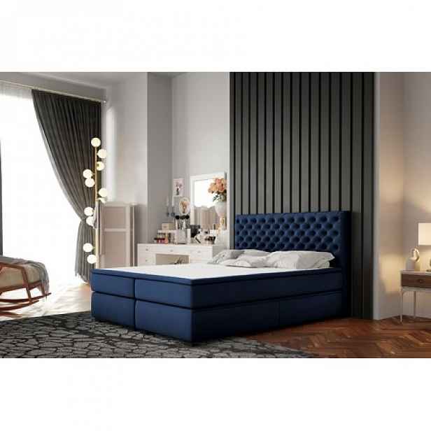 Čalouněná postel Chester 140x200 cm Tmavě modrá