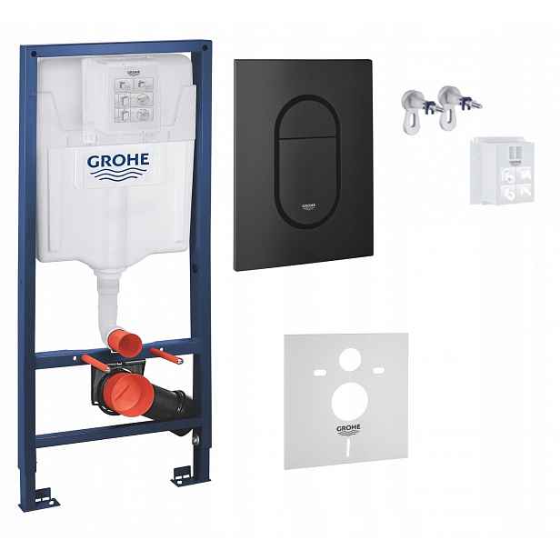 Kompletní podomítkový Wc set – rám Grohe tlačítko černá matná barva