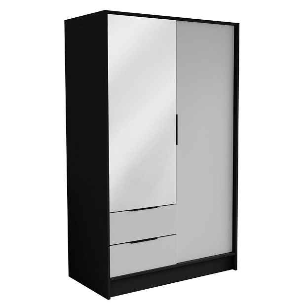 MASSENO ŠATNÍ SKŘÍŇ S OTOČNÝMI DVEŘMI CAVA, 102/200/51 cm moderní 2dveřová se zrcadlem, černá