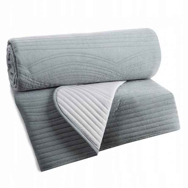 Přehoz 170x210 Velvet stříbrná geometrie