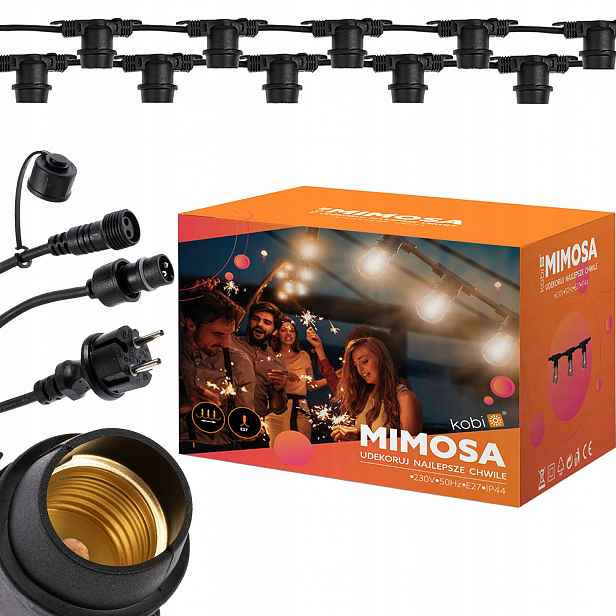 Venkovní zahradní girlanda se světelným řetězem 10M 10XE27 pro Led