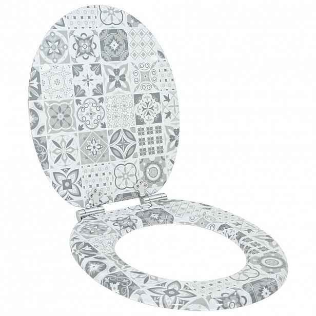 vidaXL Toaletní prkno Modro-bílá porcelán 44 x 38 cm Kompozitní dřevo