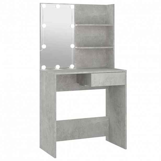 vidaXL Toaletní stolek s LED betonově šedý 74,5 x 40 x 141 cm