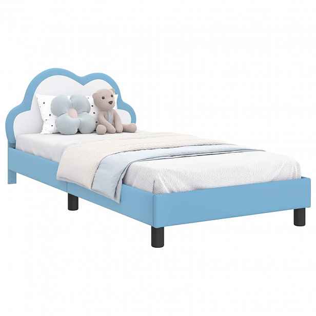 vidaXL Rám postele pro děti s čelem Modrá 90 x 200 cm PU