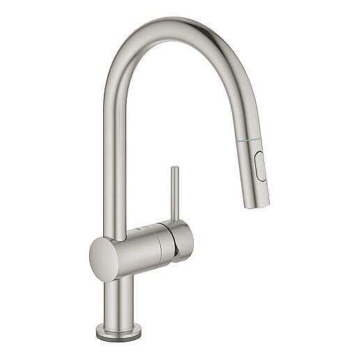 Dřezová baterie Grohe Minta Touch s vytahovací sprškou supersteel 31358DC2