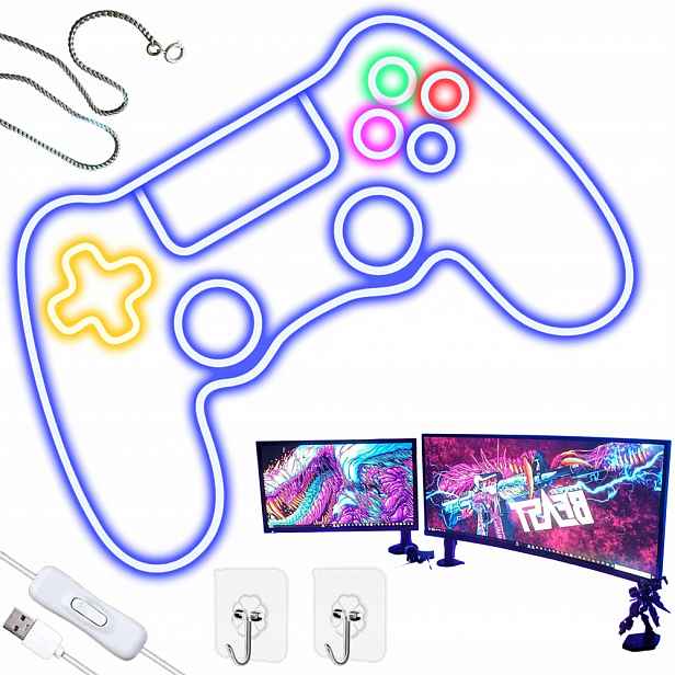 Neonová Led Herní Podložka Do Pokoje Hráče Teenagera Usb Pro Hráče, Nástěnná