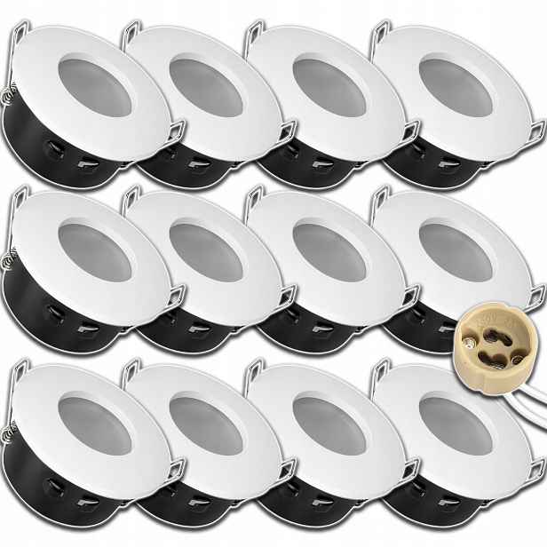 12xVODOTĚSNÉ Hermetické Stropní Svítidlo Halogen Zásuvka GU10