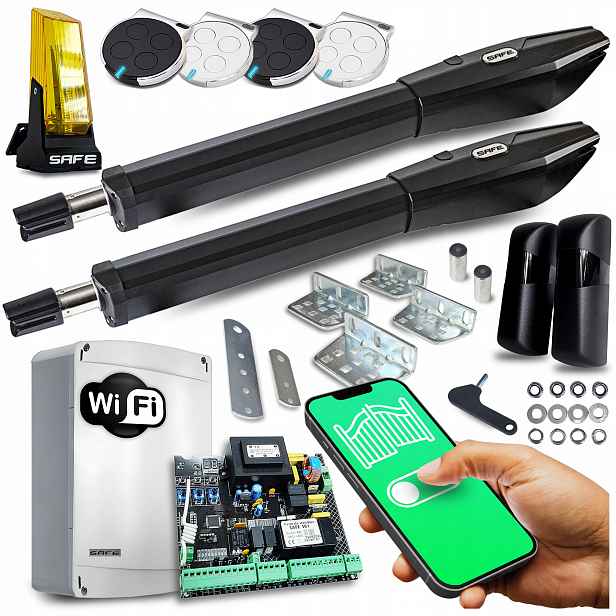 Set Pohon Pro Dvoukřídlovou bránu 9 m Lampa automat Wifi koncovky dálkové ovládání