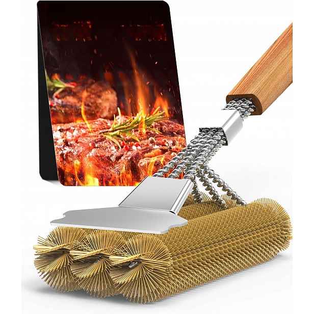 Kartáč Na Čištění Grilu S Mosaznými Štětinami 39 CM